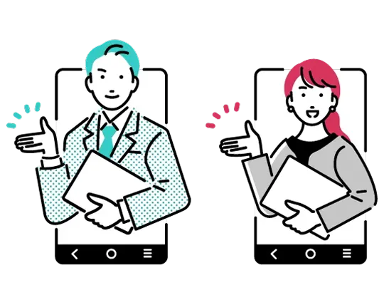 パソコンを持った男女2人