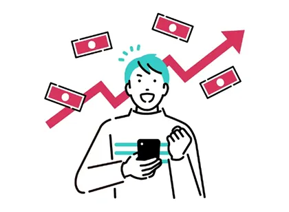 成果を出して喜ぶ男性