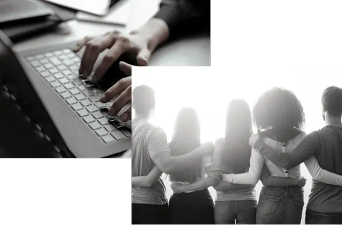 タイピングと3人の後ろ姿