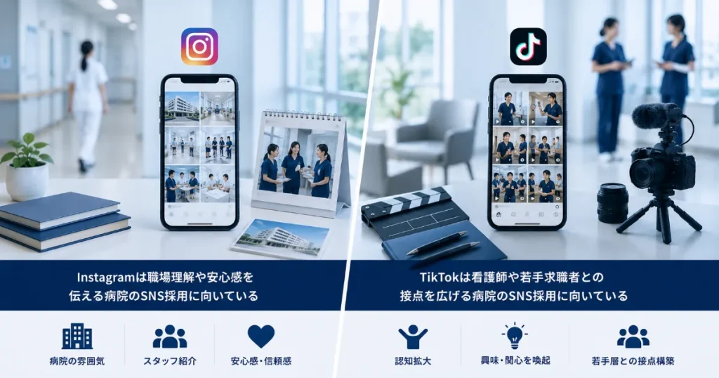 病院のSNS採用でInstagram・TikTokをどう使い分けるか