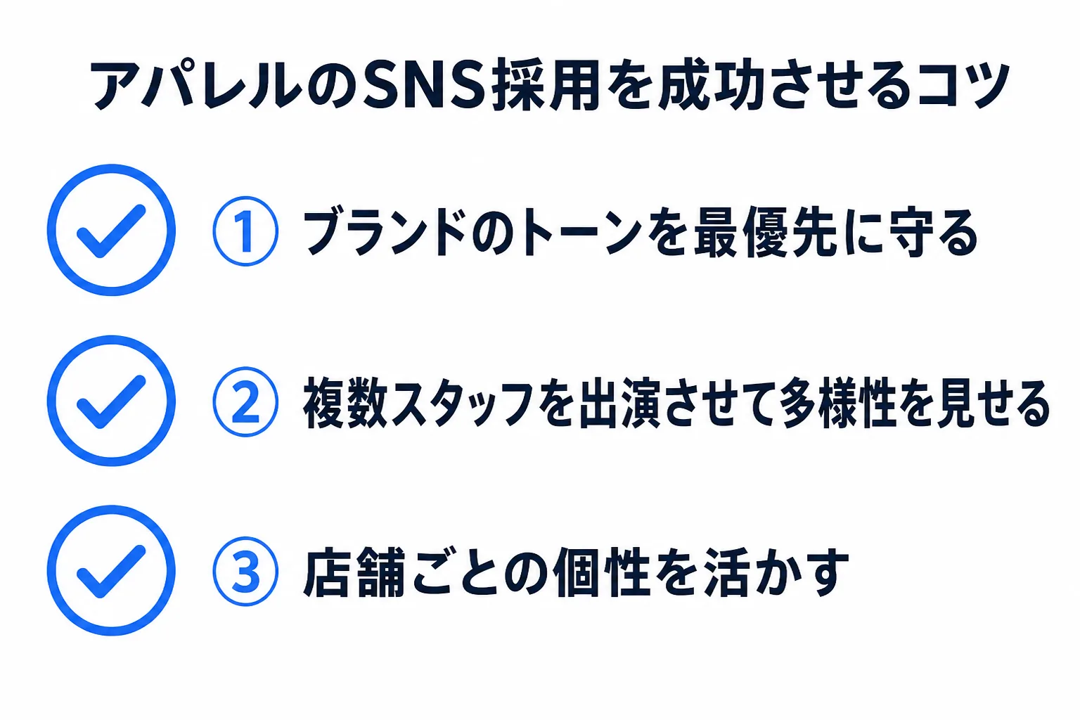 アパレルのSNS採用を成功させるコツの図