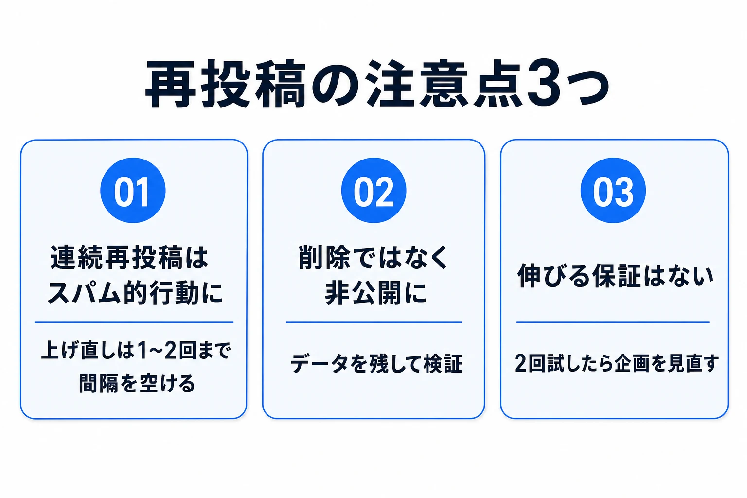 TikTok再投稿の注意点3つの図